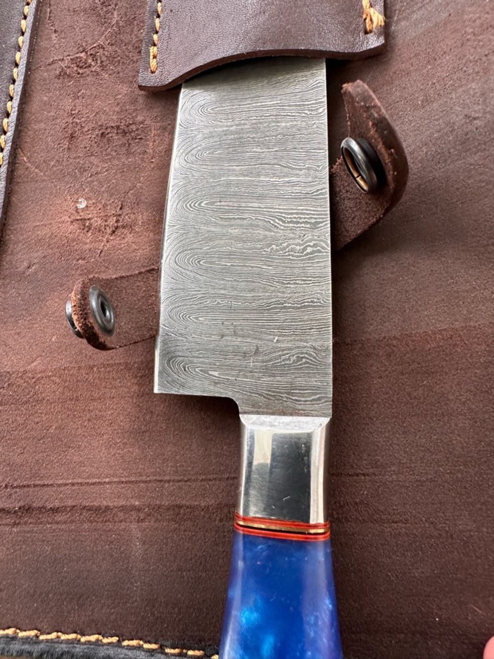 Handmade Leather Knife Roll with Set of 7 Wood-Handled Knives - Picture 9 of 15